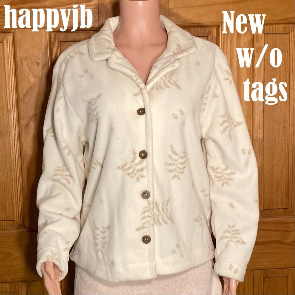 NWOT Route 66 Vintage 90s Fleece Top Shacket Shirt Short Sleeve Cream L Large